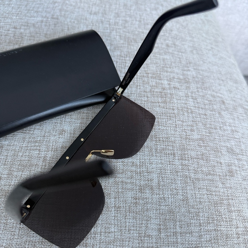 Yves Saint Laurent Black and Gold Sunglasses - Picture 8 of 9